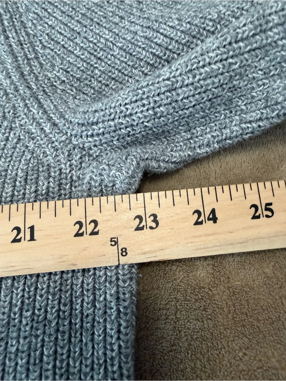 Normalcore Preppy Quiet LuxuryGap For Good Grey Ribbed Knit Crewneck Sweater SzL